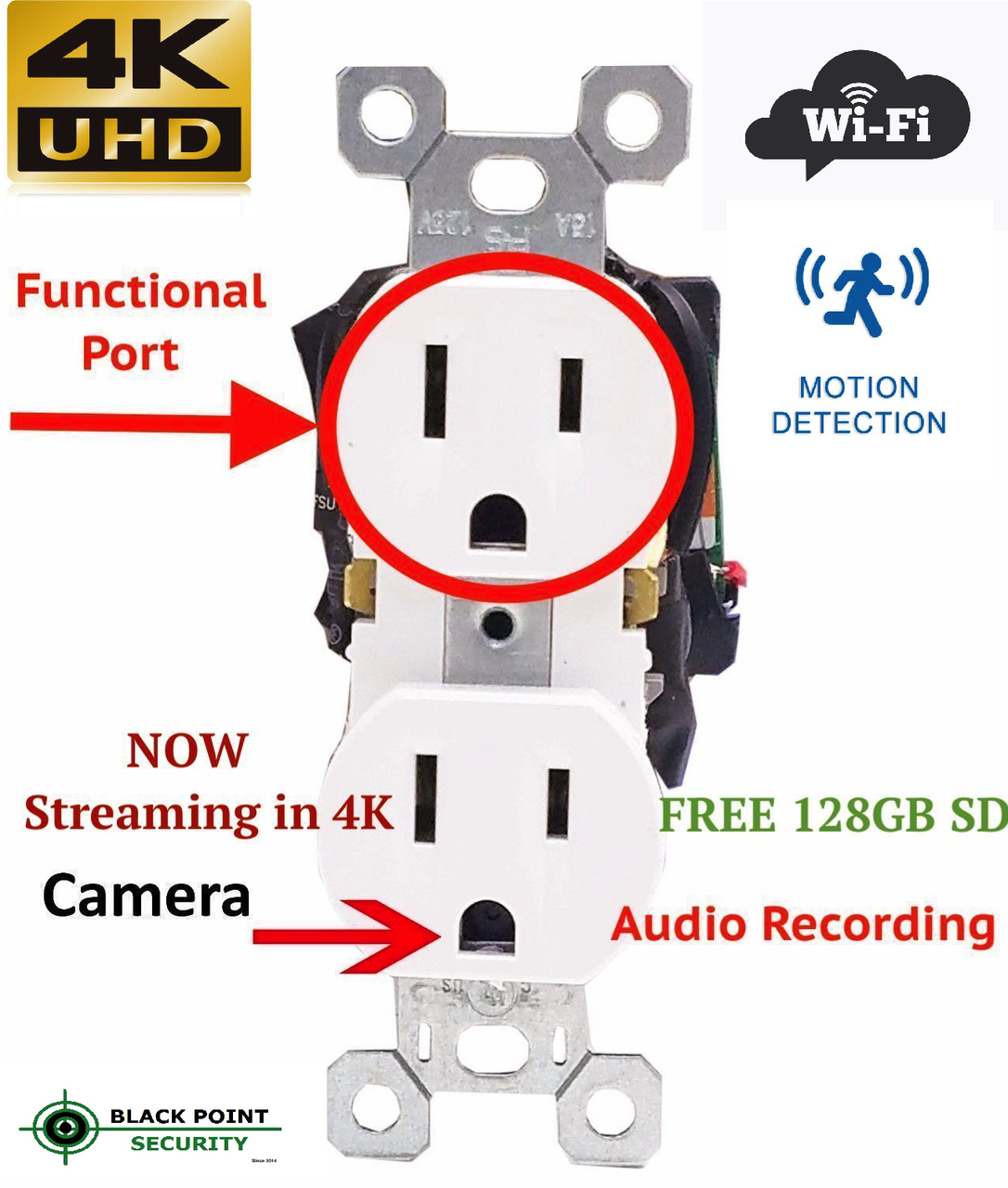 Functional Outlet Hidden 4K Streaming Camera