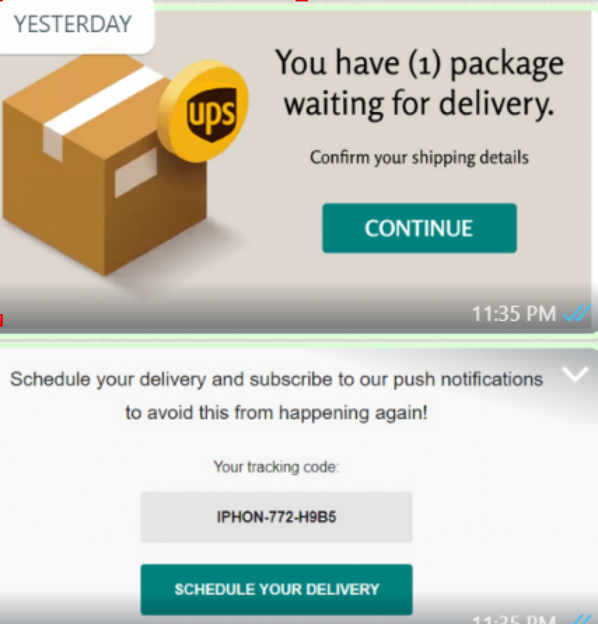 UPS Tracking Scam